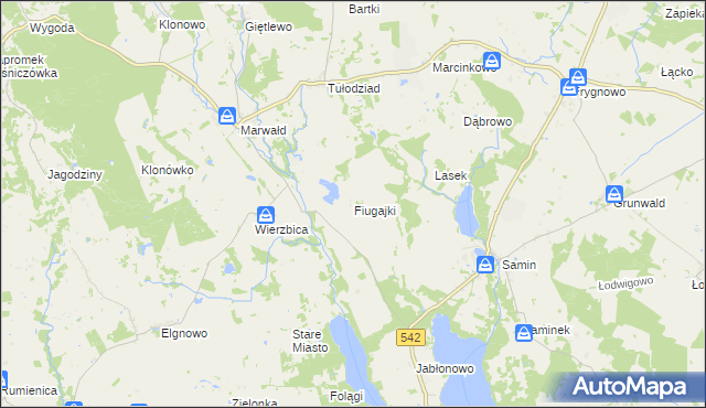 mapa Fiugajki gmina Dąbrówno, Fiugajki gmina Dąbrówno na mapie Targeo
