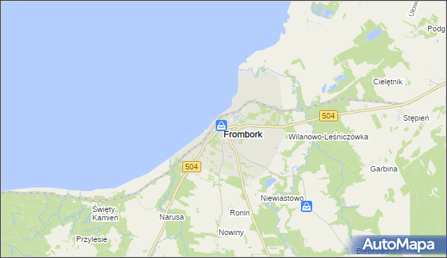 mapa Frombork, Frombork na mapie Targeo