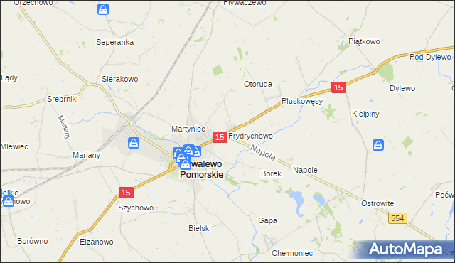 mapa Frydrychowo gmina Kowalewo Pomorskie, Frydrychowo gmina Kowalewo Pomorskie na mapie Targeo