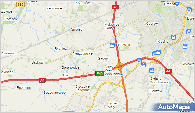 mapa Gądów, Gądów na mapie Targeo