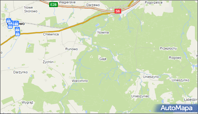 mapa Gaje gmina Potęgowo, Gaje gmina Potęgowo na mapie Targeo
