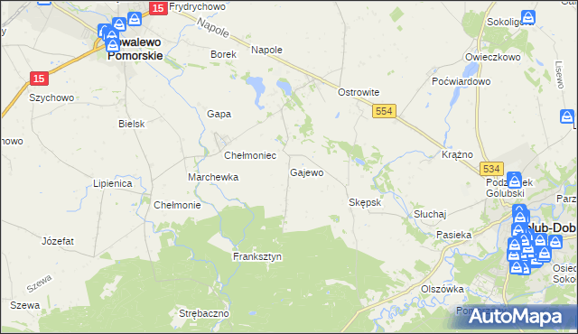 mapa Gajewo gmina Golub-Dobrzyń, Gajewo gmina Golub-Dobrzyń na mapie Targeo