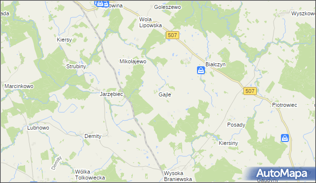 mapa Gajle, Gajle na mapie Targeo