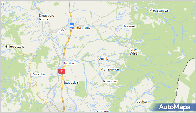 mapa Gajnik, Gajnik na mapie Targeo