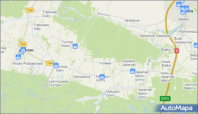 mapa Gajówka Krzewa, Gajówka Krzewa na mapie Targeo