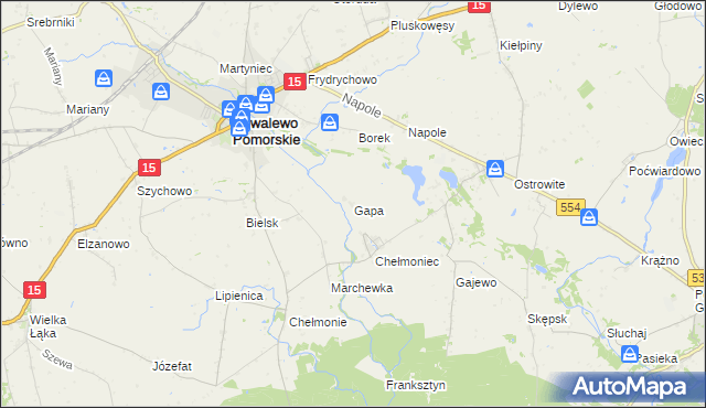 mapa Gapa gmina Kowalewo Pomorskie, Gapa gmina Kowalewo Pomorskie na mapie Targeo