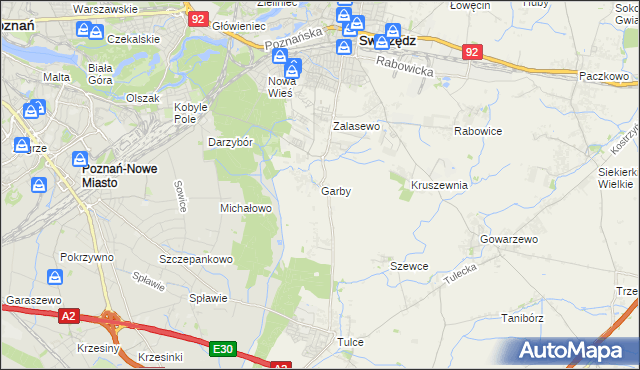 mapa Garby gmina Swarzędz, Garby gmina Swarzędz na mapie Targeo