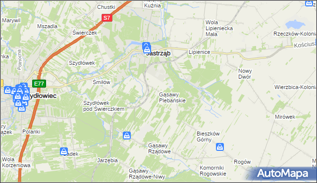 mapa Gąsawy Plebańskie, Gąsawy Plebańskie na mapie Targeo