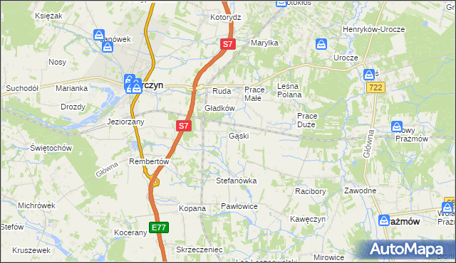 mapa Gąski gmina Tarczyn, Gąski gmina Tarczyn na mapie Targeo