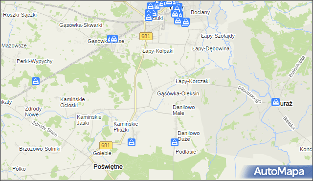 mapa Gąsówka-Oleksin, Gąsówka-Oleksin na mapie Targeo