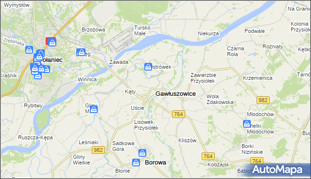 mapa Gawłuszowice, Gawłuszowice na mapie Targeo