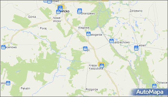 mapa Gęś gmina Wicko, Gęś gmina Wicko na mapie Targeo