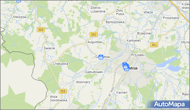 mapa Giebułtów gmina Mirsk, Giebułtów gmina Mirsk na mapie Targeo