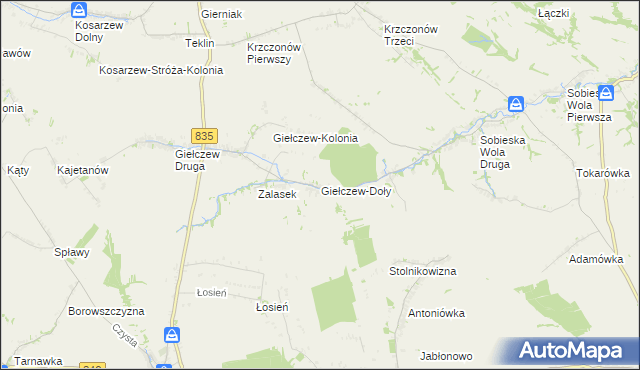 mapa Giełczew-Doły, Giełczew-Doły na mapie Targeo