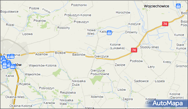 mapa Gierczyce gmina Wojciechowice, Gierczyce gmina Wojciechowice na mapie Targeo