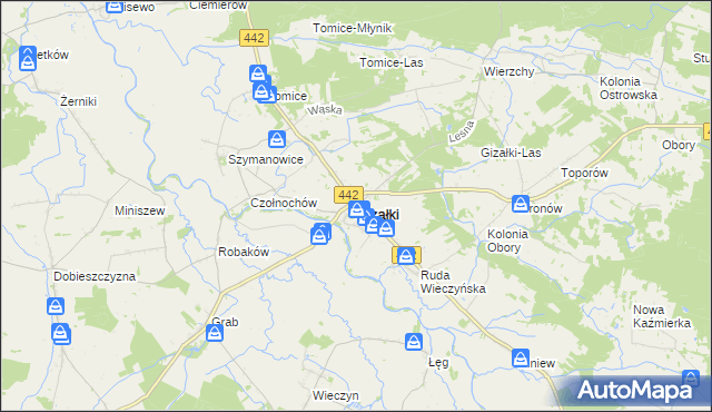 mapa Gizałki, Gizałki na mapie Targeo