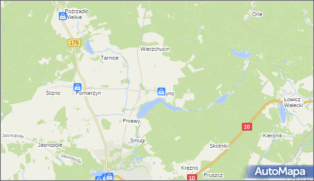 mapa Giżyno gmina Kalisz Pomorski, Giżyno gmina Kalisz Pomorski na mapie Targeo