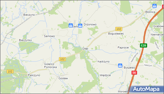 mapa Głąb, Głąb na mapie Targeo