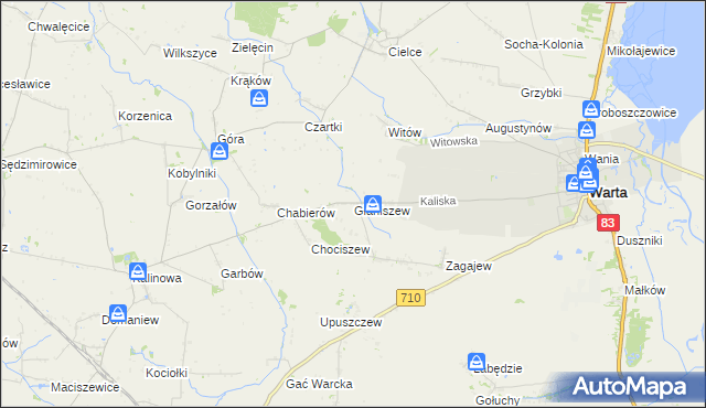 mapa Głaniszew, Głaniszew na mapie Targeo
