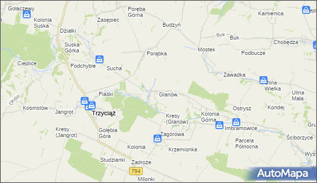 mapa Glanów, Glanów na mapie Targeo