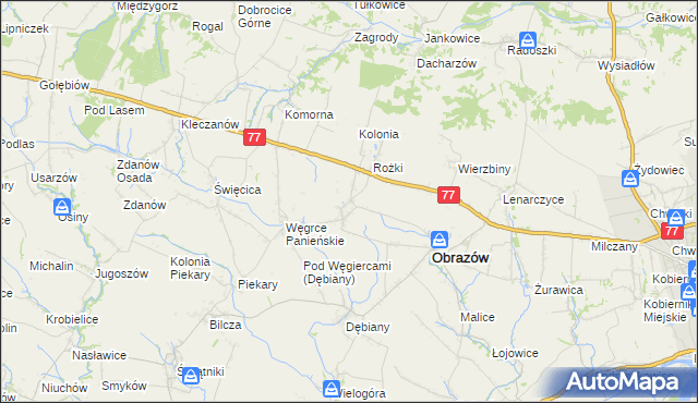 mapa Głazów gmina Obrazów, Głazów gmina Obrazów na mapie Targeo