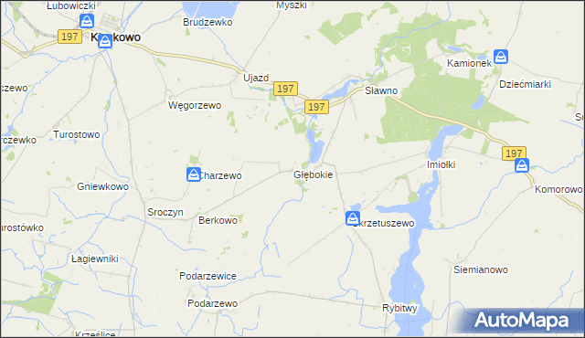 mapa Głębokie gmina Kiszkowo, Głębokie gmina Kiszkowo na mapie Targeo