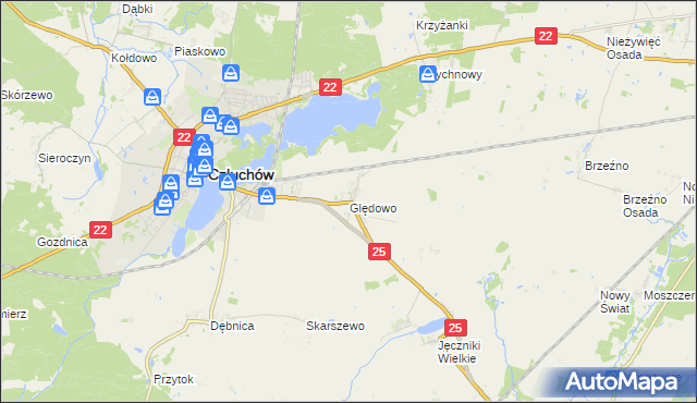 mapa Ględowo, Ględowo na mapie Targeo