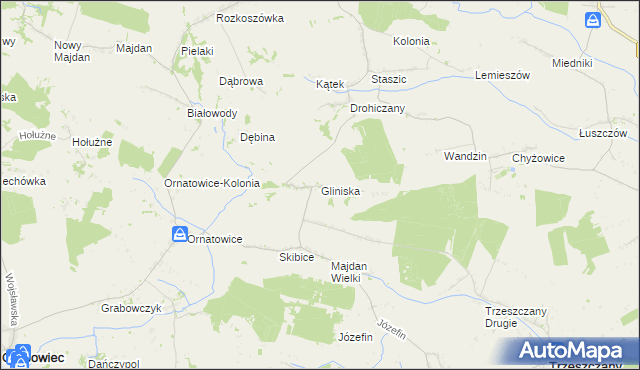mapa Gliniska gmina Uchanie, Gliniska gmina Uchanie na mapie Targeo
