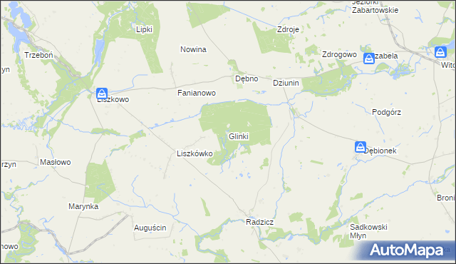 mapa Glinki gmina Sadki, Glinki gmina Sadki na mapie Targeo