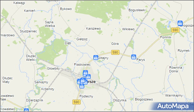 mapa Glitajny gmina Korsze, Glitajny gmina Korsze na mapie Targeo