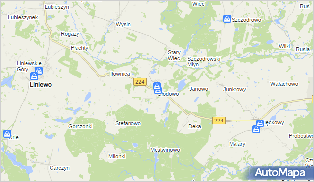mapa Głodowo gmina Liniewo, Głodowo gmina Liniewo na mapie Targeo