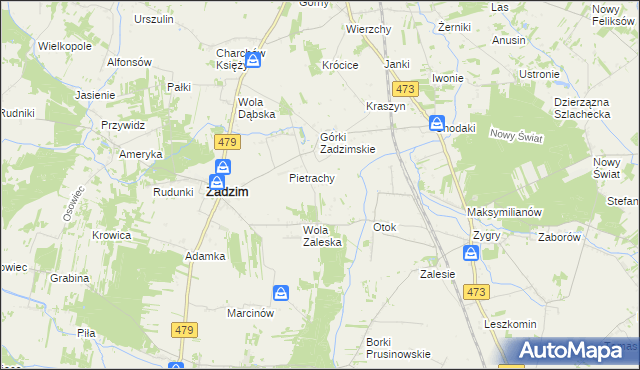 mapa Głogowiec gmina Zadzim, Głogowiec gmina Zadzim na mapie Targeo