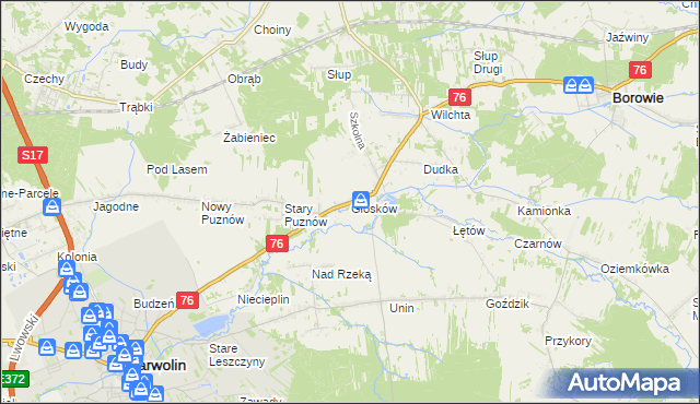 mapa Głosków gmina Borowie, Głosków gmina Borowie na mapie Targeo