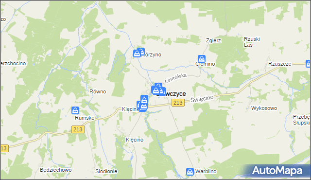 mapa Główczyce powiat słupski, Główczyce powiat słupski na mapie Targeo