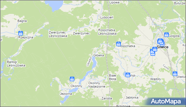 mapa Główka gmina Śliwice, Główka gmina Śliwice na mapie Targeo