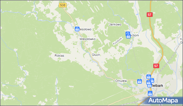 mapa Głuch, Głuch na mapie Targeo