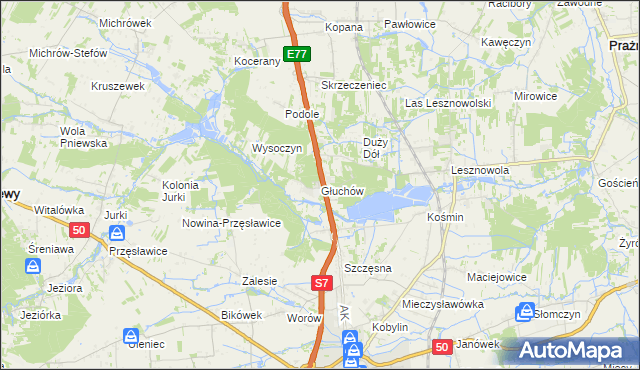 mapa Głuchów gmina Grójec, Głuchów gmina Grójec na mapie Targeo