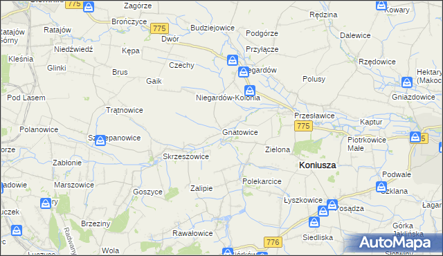 mapa Gnatowice, Gnatowice na mapie Targeo