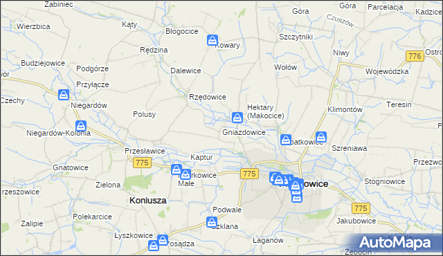 mapa Gniazdowice, Gniazdowice na mapie Targeo