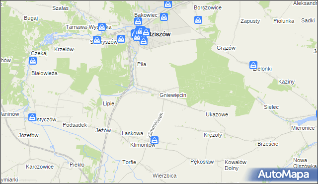 mapa Gniewięcin, Gniewięcin na mapie Targeo