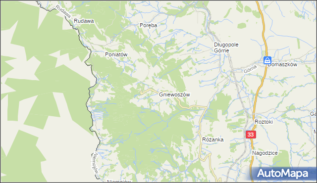 mapa Gniewoszów gmina Międzylesie, Gniewoszów gmina Międzylesie na mapie Targeo