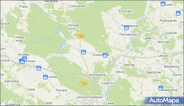 mapa Gnieździska, Gnieździska na mapie Targeo