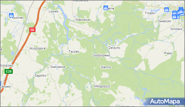 mapa Godziszewo gmina Resko, Godziszewo gmina Resko na mapie Targeo