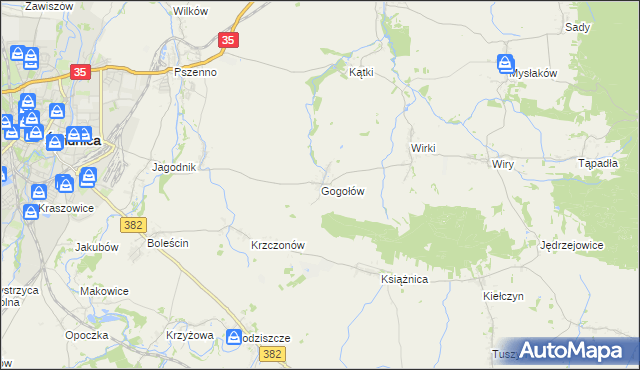 mapa Gogołów gmina Świdnica, Gogołów gmina Świdnica na mapie Targeo