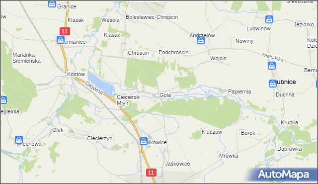 mapa Gola gmina Bolesławiec, Gola gmina Bolesławiec na mapie Targeo