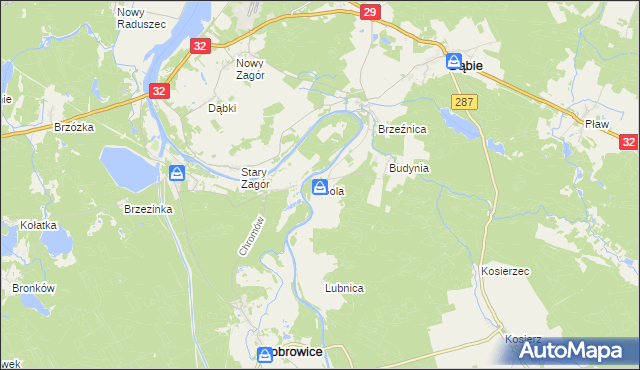 mapa Gola gmina Dąbie, Gola gmina Dąbie na mapie Targeo