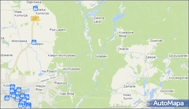 mapa Gołąbek gmina Cekcyn, Gołąbek gmina Cekcyn na mapie Targeo