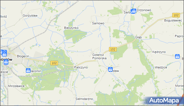 mapa Gołańcz Pomorska, Gołańcz Pomorska na mapie Targeo