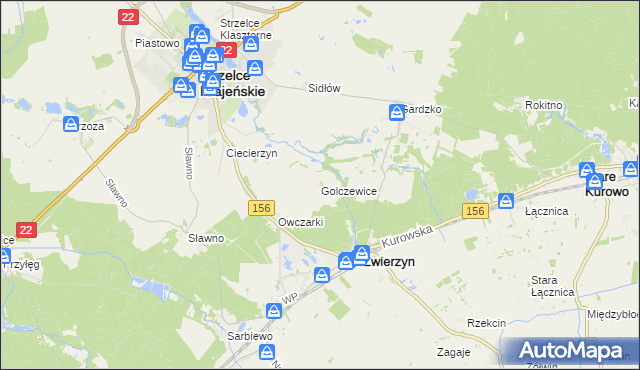 mapa Golczewice, Golczewice na mapie Targeo