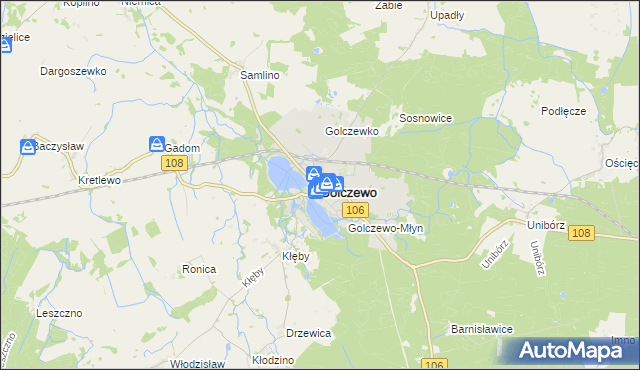 mapa Golczewo powiat kamieński, Golczewo powiat kamieński na mapie Targeo